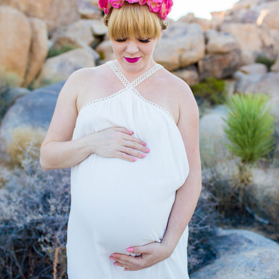 Air Maternity of a woman with a flower tiara on the head