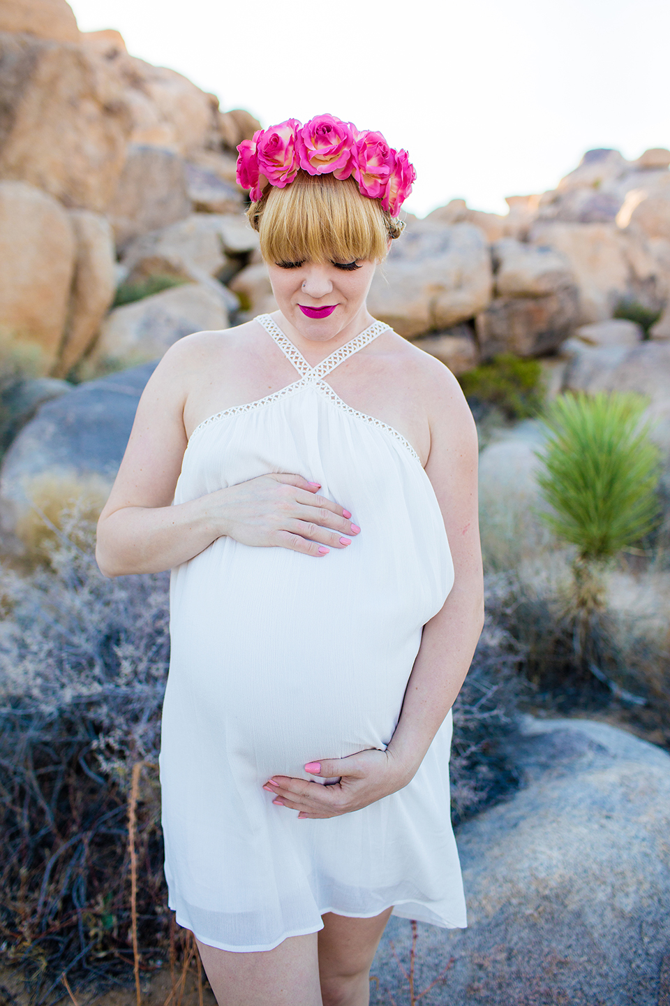 Air Maternity of a woman with a flower tiara on the head