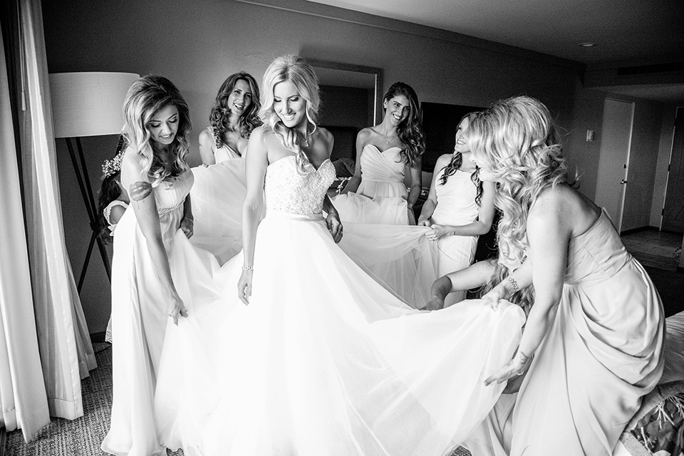 Hagit Tim bride and bridesmaid black and white photography